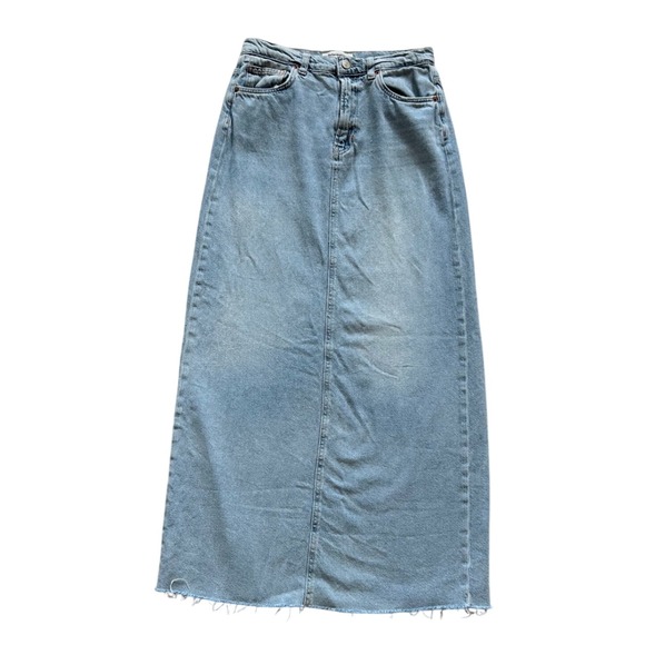 Reformation Jeans Kass Maxi Denim‎ Skirt Lightwash Slit 28&quot;